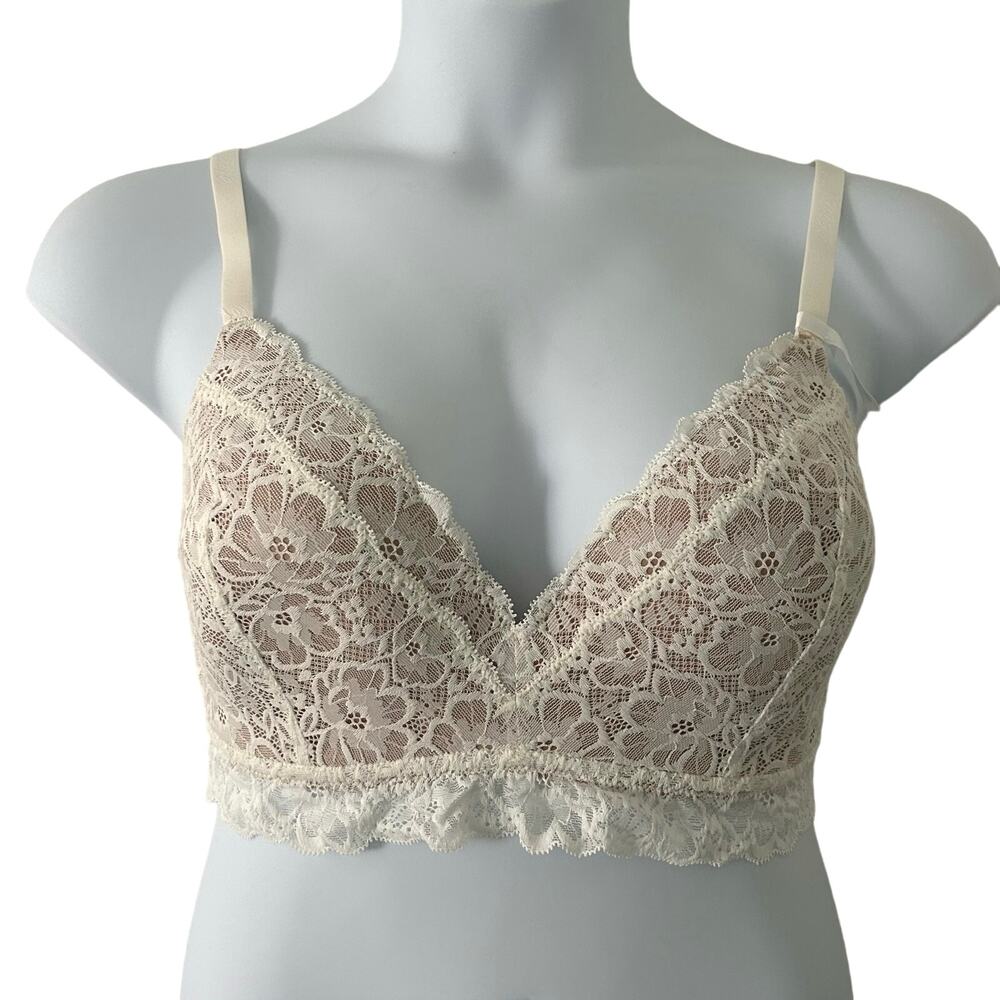 Aerie Wireless Lace Floral Adjustable Full Coverage Bra 36 DD New